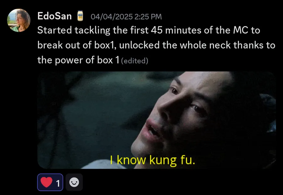 Community message about breaking out of box 1